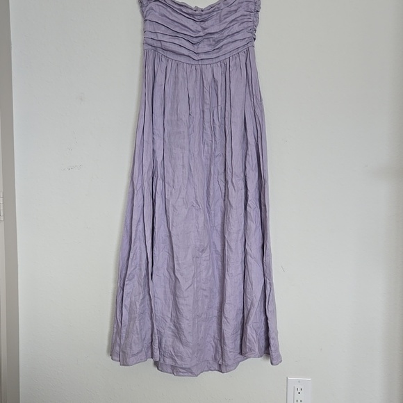 VRG GRL Naomi Elegant 100% Linen Lavender Strapless Maxi Sundress 12 - Picture 3 of 7
